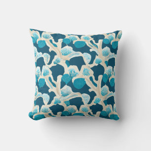 Coussin Bleu Océan Abstrait Motif côtier