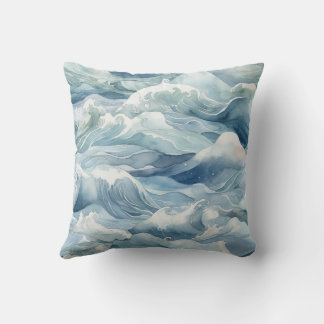 Coussin Bleu Océan avec force et énergie Vagues de mousse