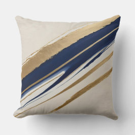 Coussin bleu or et beige abstrait