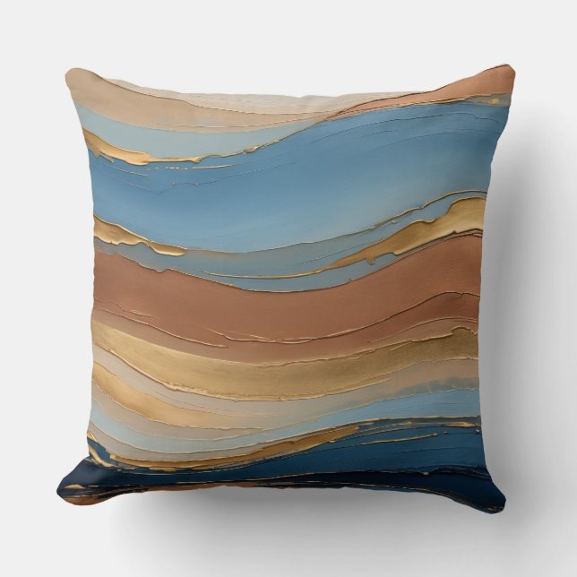 Coussin Bleu or et bronze brush (Recto)