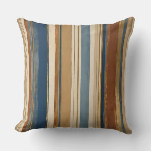 Coussin Bleu or et bronze rayures