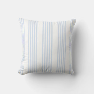 Coussin Bleu pâle et blanc cinq bandes motif