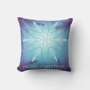 Coussin Bleu Parties scintillant Étoile de neige Flakes