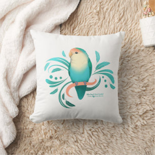 Coussin Bleu Pêche face Lovebird