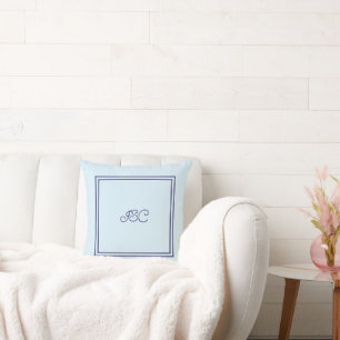 Coussin Bleu poudre Initiale ou nom