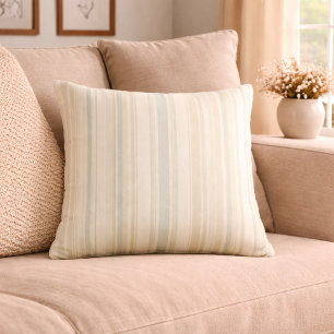 Coussin Bleu Poussiéreux Neutre Rayé Maison de Campagne Ru