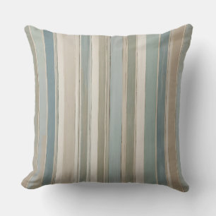 Coussin Bleu Poussiéreux Turquoise Sage Beige Rayure