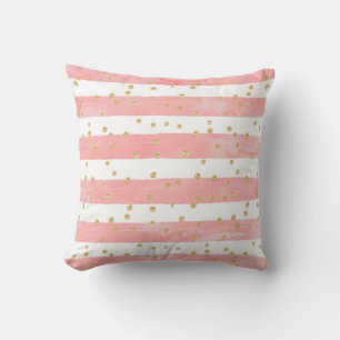 Coussin Bleu rose Faux Gold Confetti