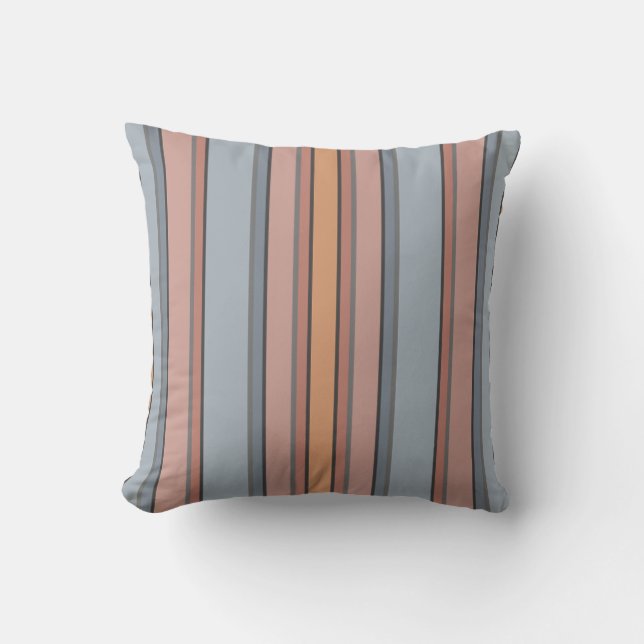 Coussin Bleu rose gris Couleur Blocage Blocs Verticaux (Recto)