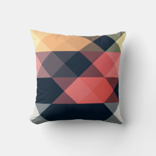 Coussin bleu rose orange pêche géométrique