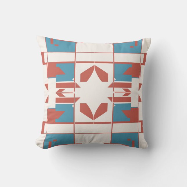 Coussin Bleu Rouge Blanc Méditerranée damier Mosaïque (Recto)