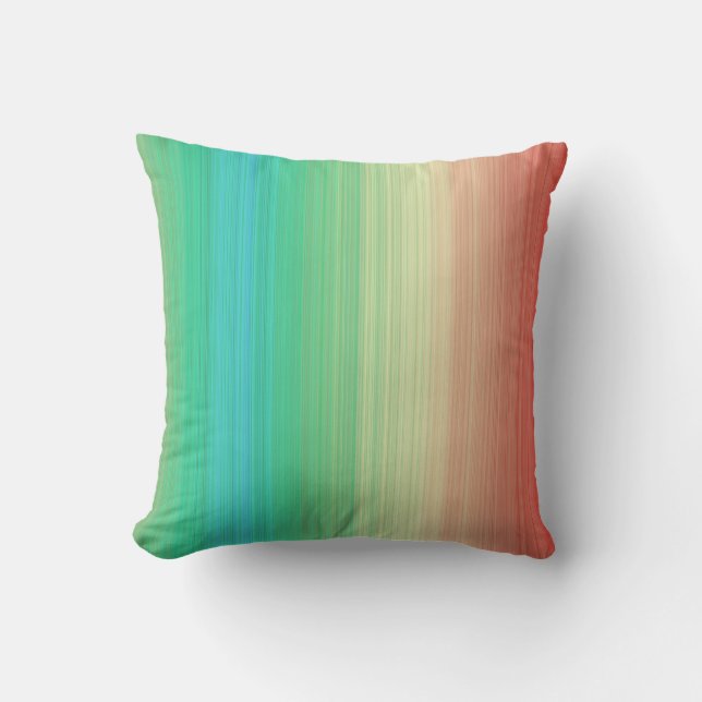Coussin Bleu rouge jaune vert rayures (Recto)