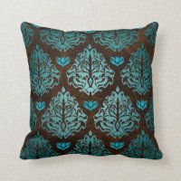 Bleu royal sur le rétro luxe Brown de damassé