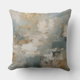 Coussin Bleu sarcelle poussiéreux or abstrait