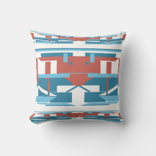 Coussin Bleu Terracotta Rouge Blanc Sud-Ouest Look Mosaïqu