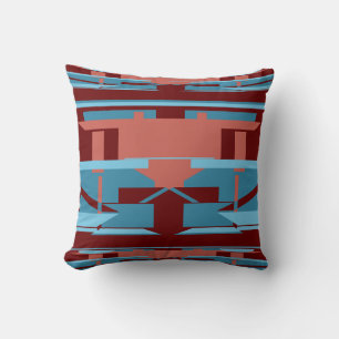 Coussin Bleu Terracotta Rouge sur la Bourgogne Mosaïque du