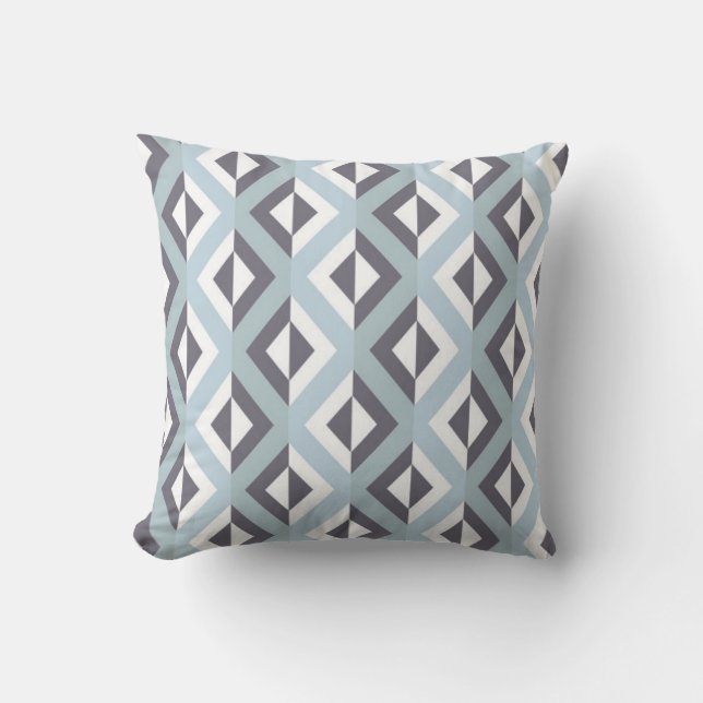 Coussin Bleu tribal géométrique de motif de diamant (Recto)