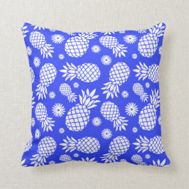 Coussin bleu tropical de fleurs graphiques