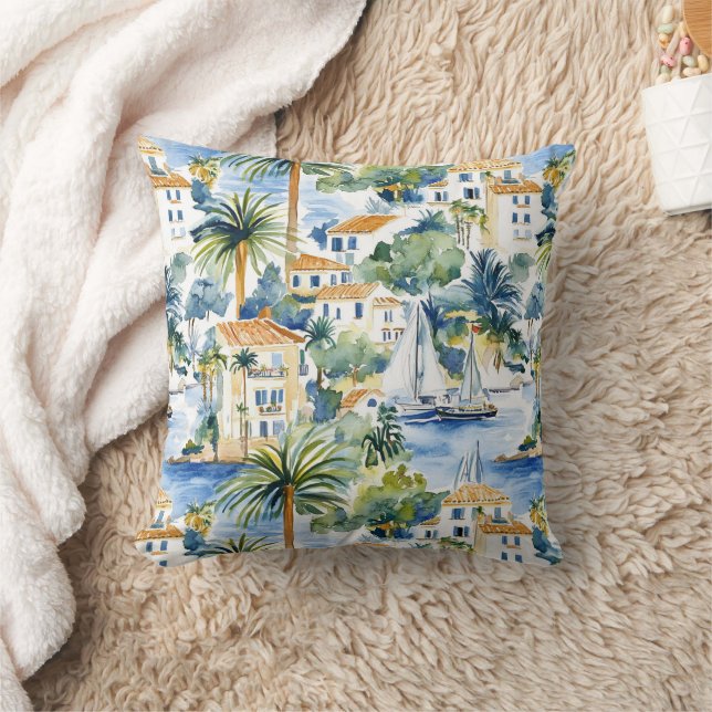 Coussin Bleu Tropical Méditerranée (Couverture)
