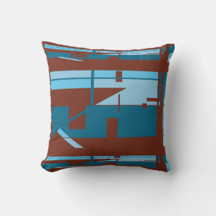 Coussin Bleu Turquoise Bourgogne Sud-Ouest Look Abstrait