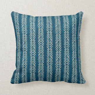 Coussin Bleu turquoise de flèches de tissu de boue