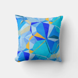 Coussin Bleu Turquoise & Jaune Art abstrait Design