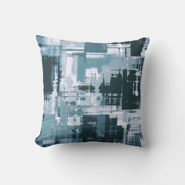 Coussin Bleu Vert Abstrait Tendance Teal Clair (Recto)