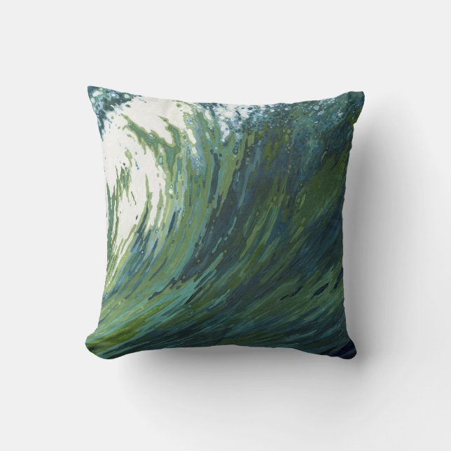 Coussin bleu, vert et gris de vague Pacifique de (Recto)