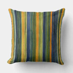 Coussin Bleu vert et jaune rayures