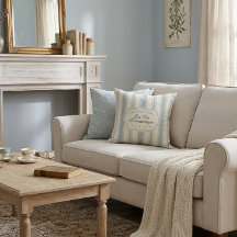Bleu vintage et rayures crème, style campagne fran