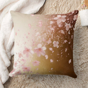 Coussin Blizzard en fleur de cerisier sur or