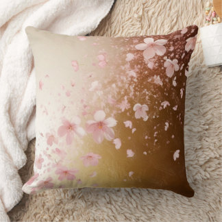Coussin Blizzard en fleur de cerisier sur or