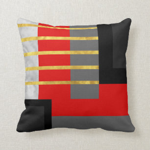 Coussin Bloc barré par or noir gris rouge