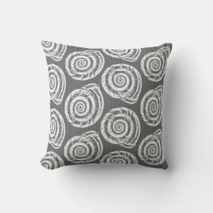 Coussin Bloc de coquillages spiraux Impression, gris / gri