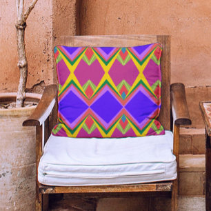 Coussin Bloc de couleur élégant rose violet et jaune esthé