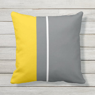 Coussin Bloc de couleur gris et jaune