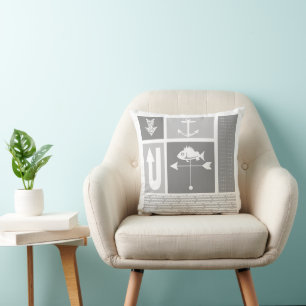 Coussin Bloc de couleur jaune gris marine personnalisé