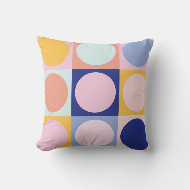 Coussin Bloc de couleur pastel géométrique rétro bleu rose (Recto)