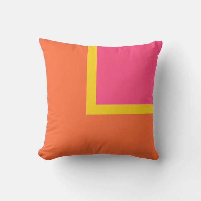 Coussin Bloc de couleurs moderne rose, orange et jaune (Recto)