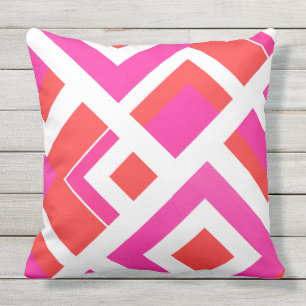 Coussin Bloc géométrique blanc orange de roses indien