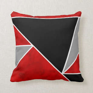 Coussin Bloc noir gris rouge de couleur géométrique