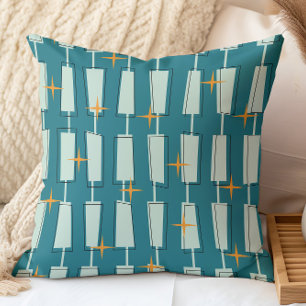 Coussin Blocs Atomiques Teal, Aqua de Style Moderne du Mil