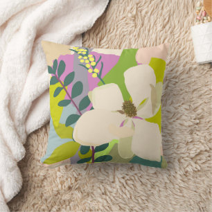 Coussin Blocs de couleur du Magnolia printemps fleuriste