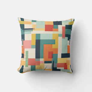 Coussin Blocs de couleurs géométriques du milieu du siècle