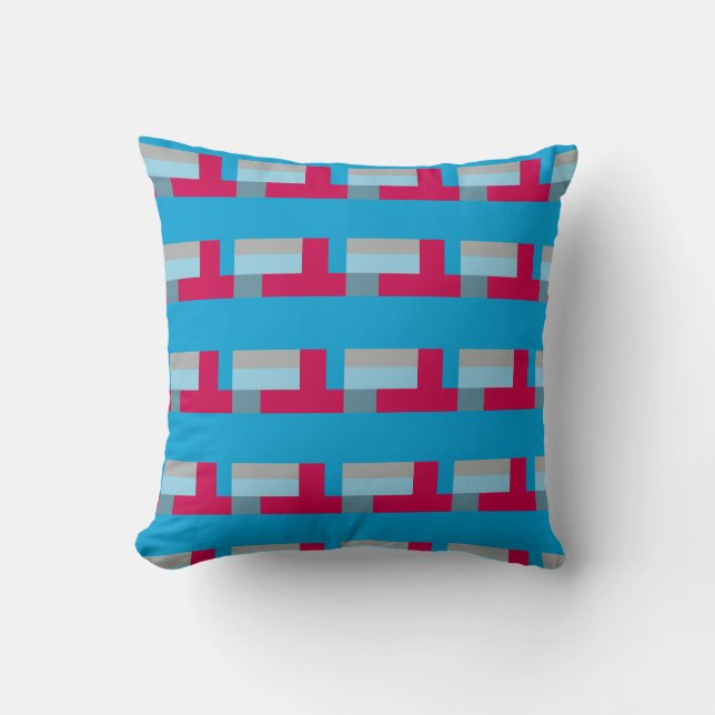 Coussin Blocs soleil rouge & bleu (Recto)