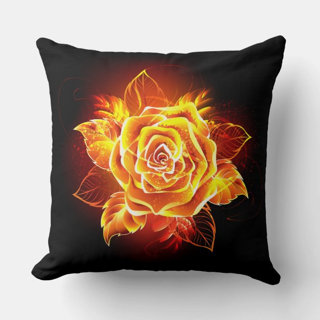 Coussin Blooming Fire Rose (Recto)