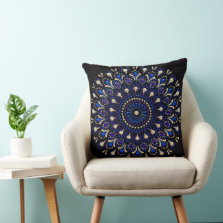 Coussin Blue and Purple Mandala Decorative Pillow