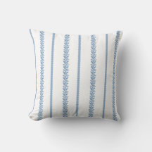 Blue and White Coastal Botanical Stripes 