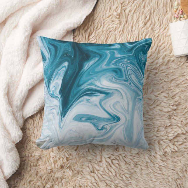 Coussin Blue Beach Waves Abstract (Couverture)