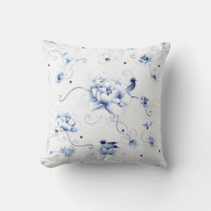 Coussin Blue Bird Rose Chinoiserie Floral